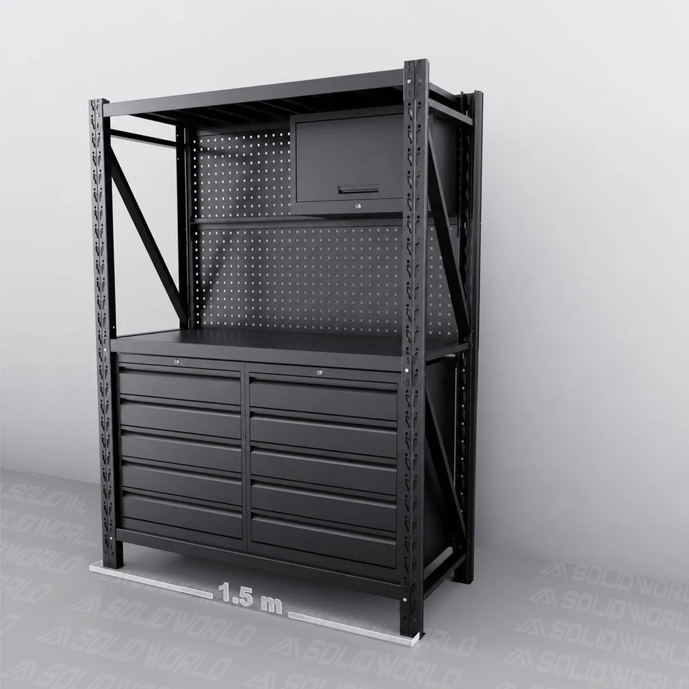 1.5m(L) 10-Drawer Steel Pegboard Workbench