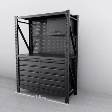 1.5m(L) 10-Drawer Steel Pegboard Workbench