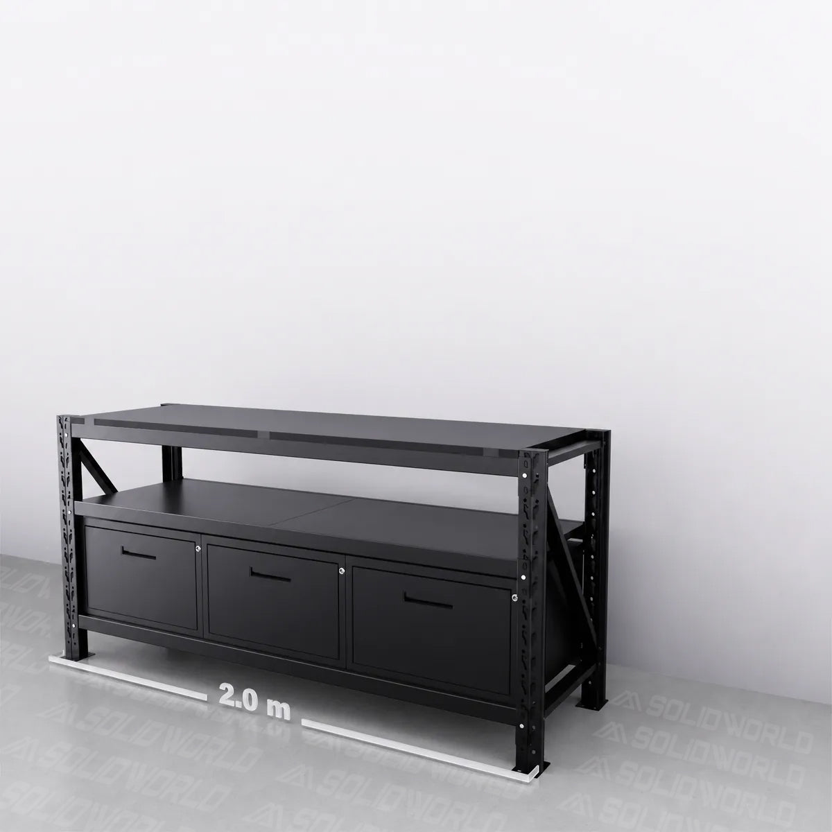 2m(L) x 0.6m(D) 3-Drawers Steel Workbench