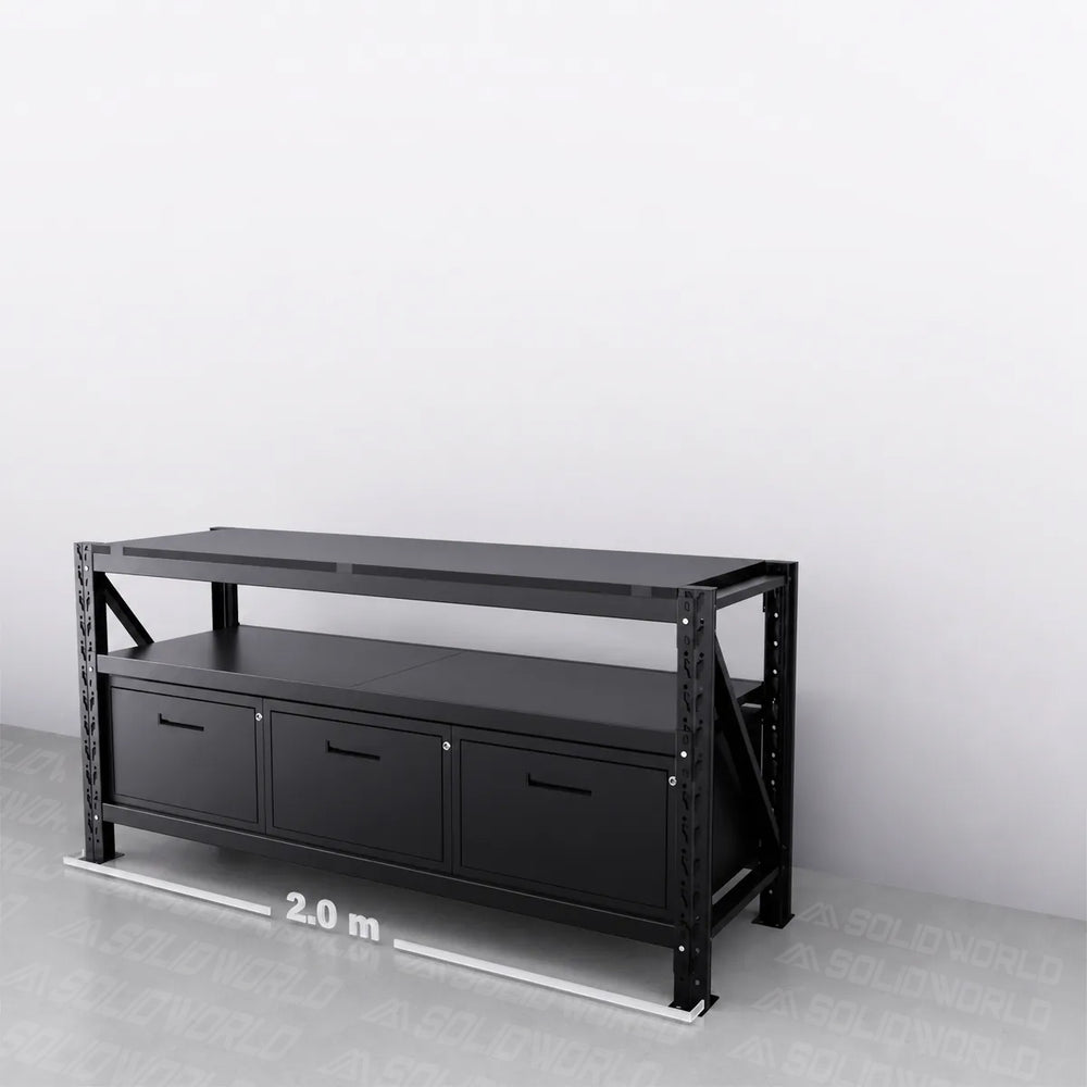 2m(L) x 0.6m(D) 3-Drawers Steel Workbench