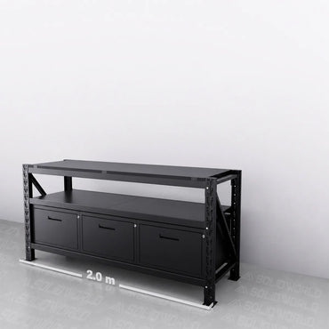2m(L) x 0.6m(D) 3-Drawers Steel Workbench