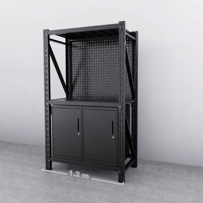 1.2m(L) 2-Cabinet Steel Pegboard Workbench
