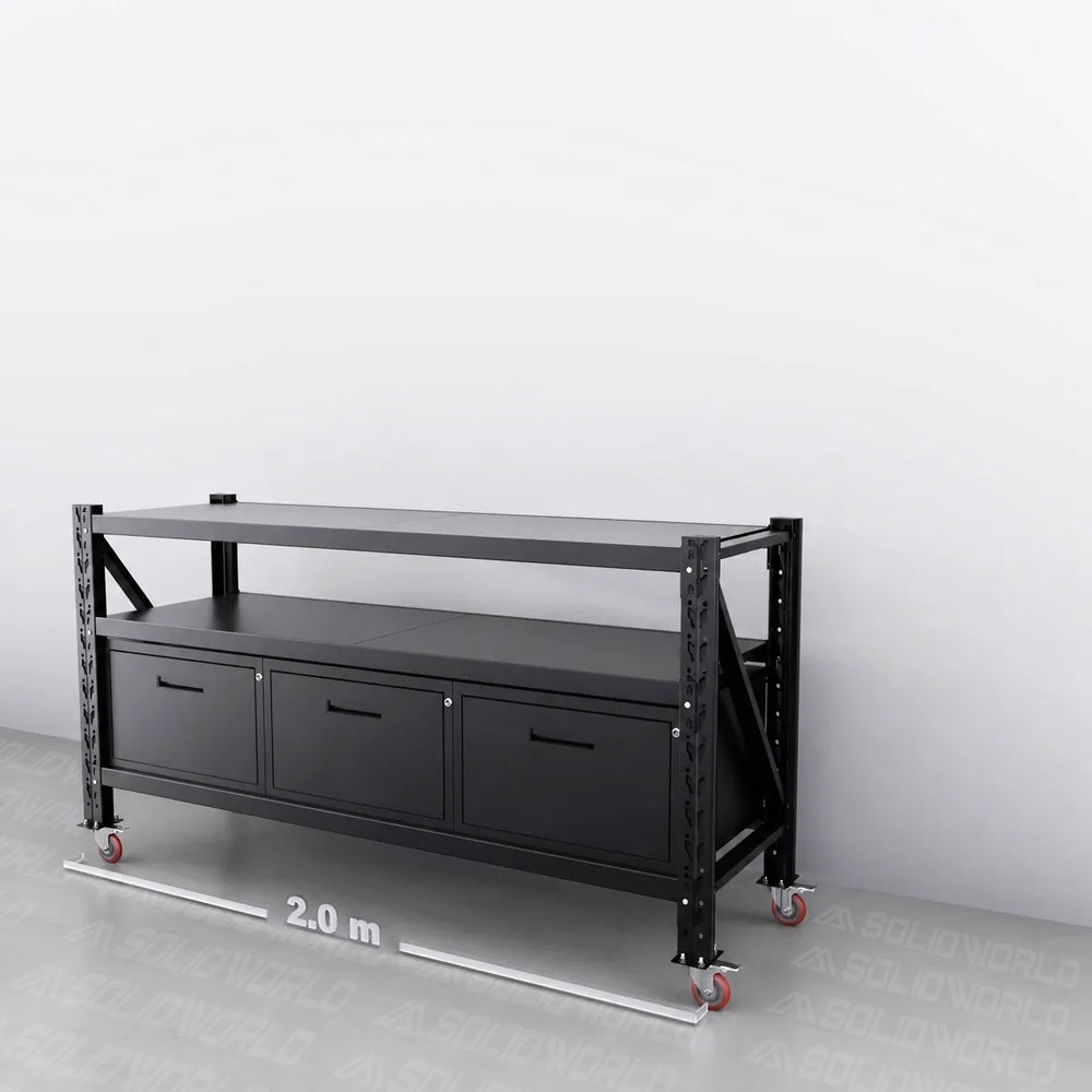 2m(L) x 0.6m(D) 3-Drawers Steel Workbench