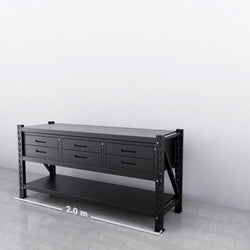 2m(L) x 0.6m (D) 3 Double Drawer units (6-Drawers) Steel Workbench