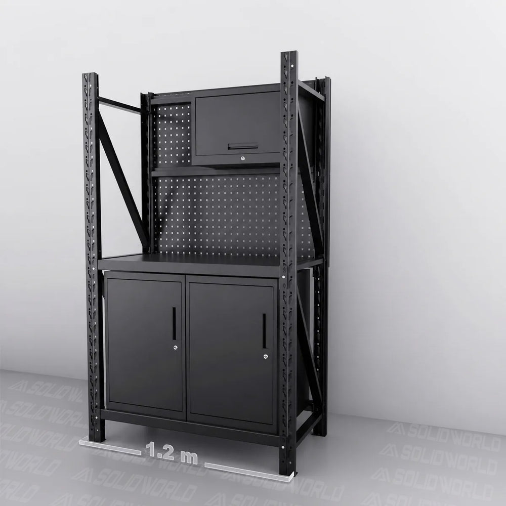 1.2m(L) 2-Cabinet Steel Pegboard Workbench