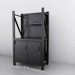 1.2m(L) 2-Cabinet Steel Pegboard Workbench