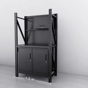 1.2m(L) 2-Cabinet Steel Pegboard Workbench