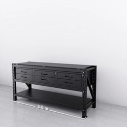 2m(L) x 0.6m (D) 3 Double Drawer units (6-Drawers) Steel Workbench