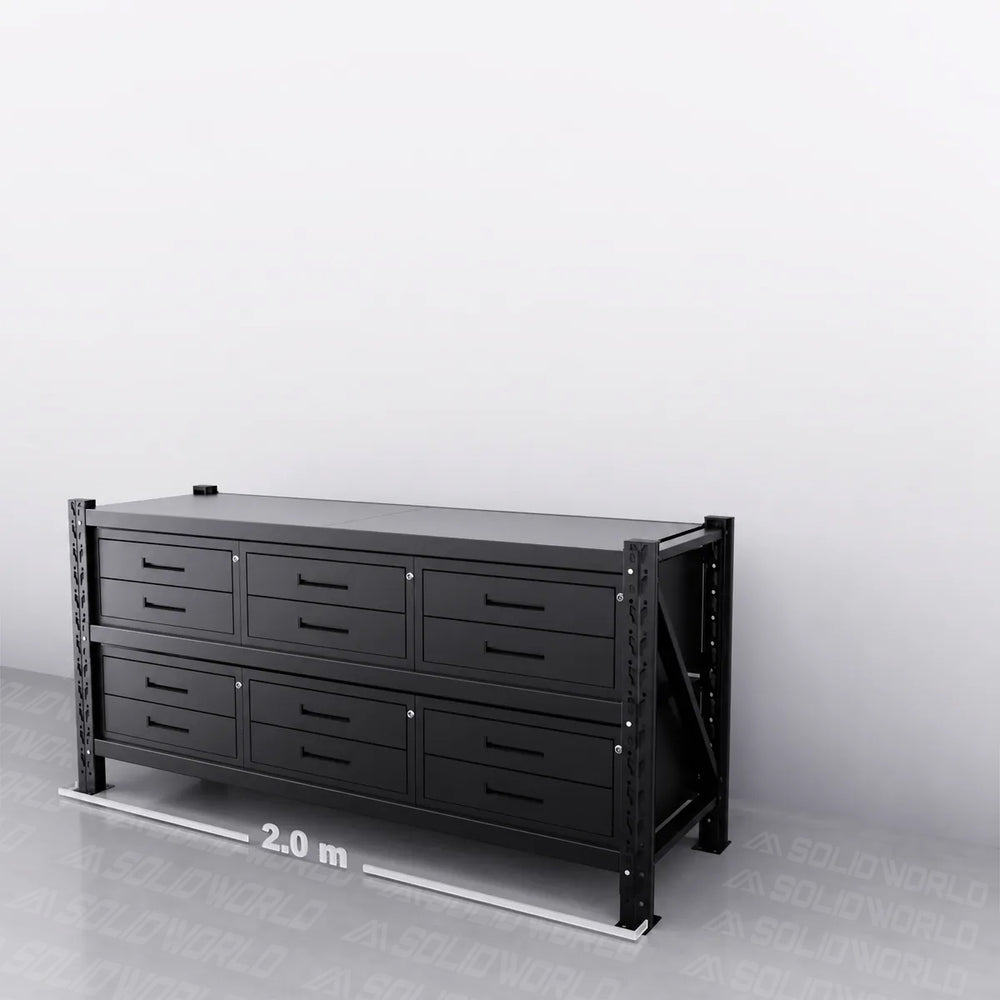 2m(L) x 0.6m(D) 12-Drawer Steel Workbench