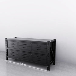 2m(L) x 0.6m(D) 12-Drawer Steel Workbench