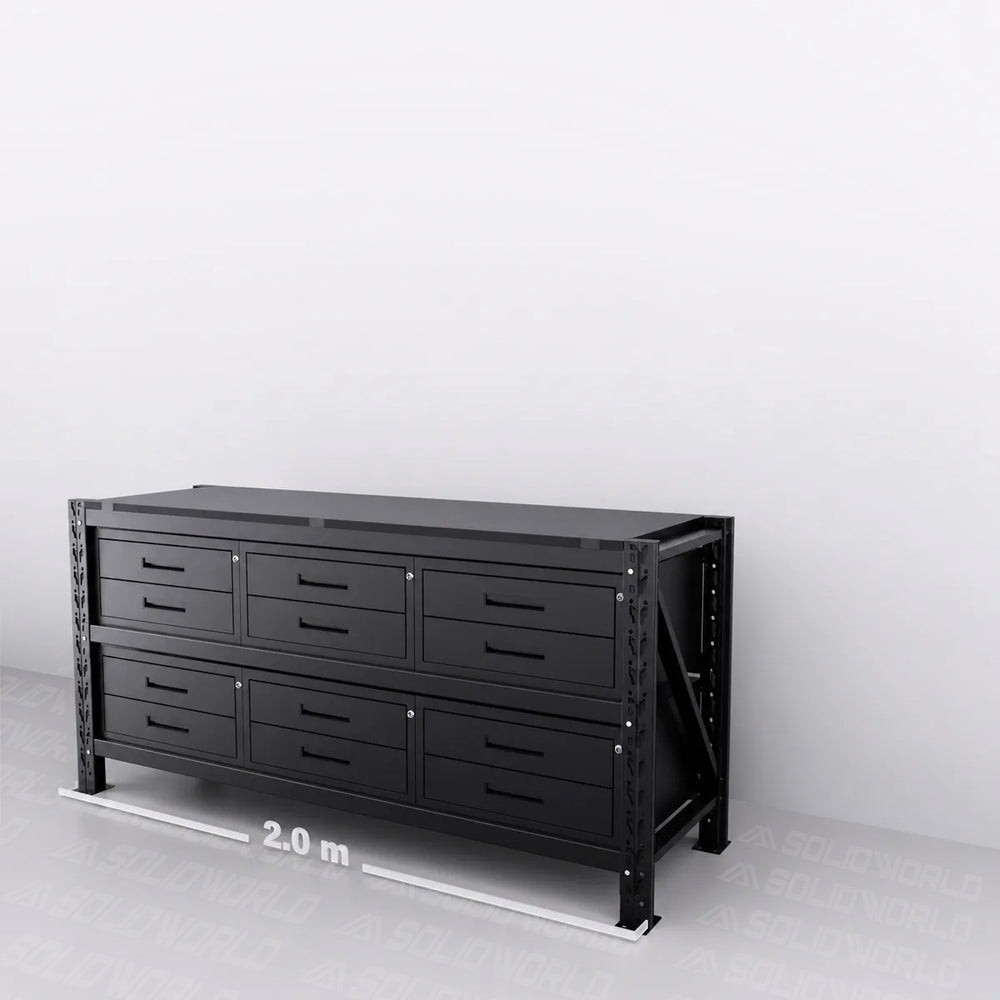 2m(L) x 0.6m(D) 12-Drawer Steel Workbench