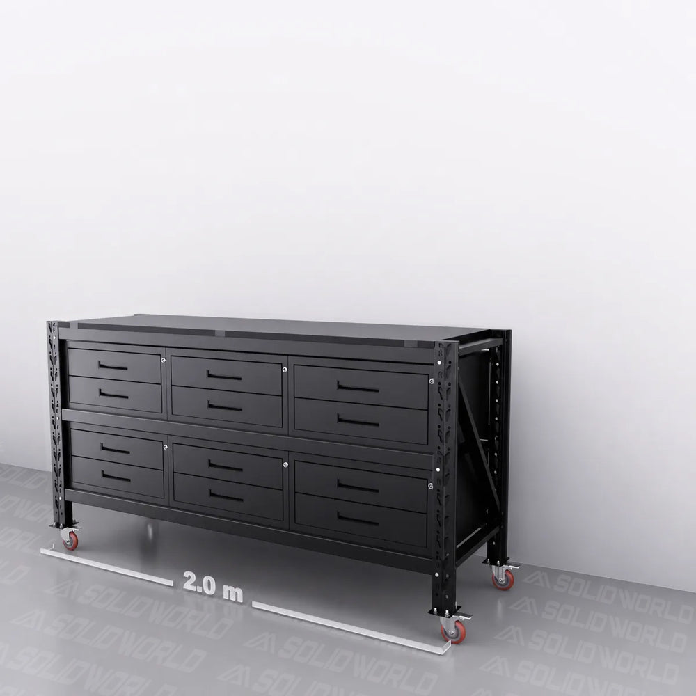 2m(L) x 0.6m(D) 12-Drawer Steel Workbench