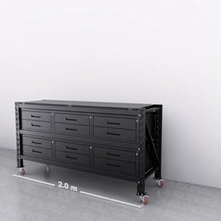 2m(L) x 0.6m(D) 12-Drawer Steel Workbench