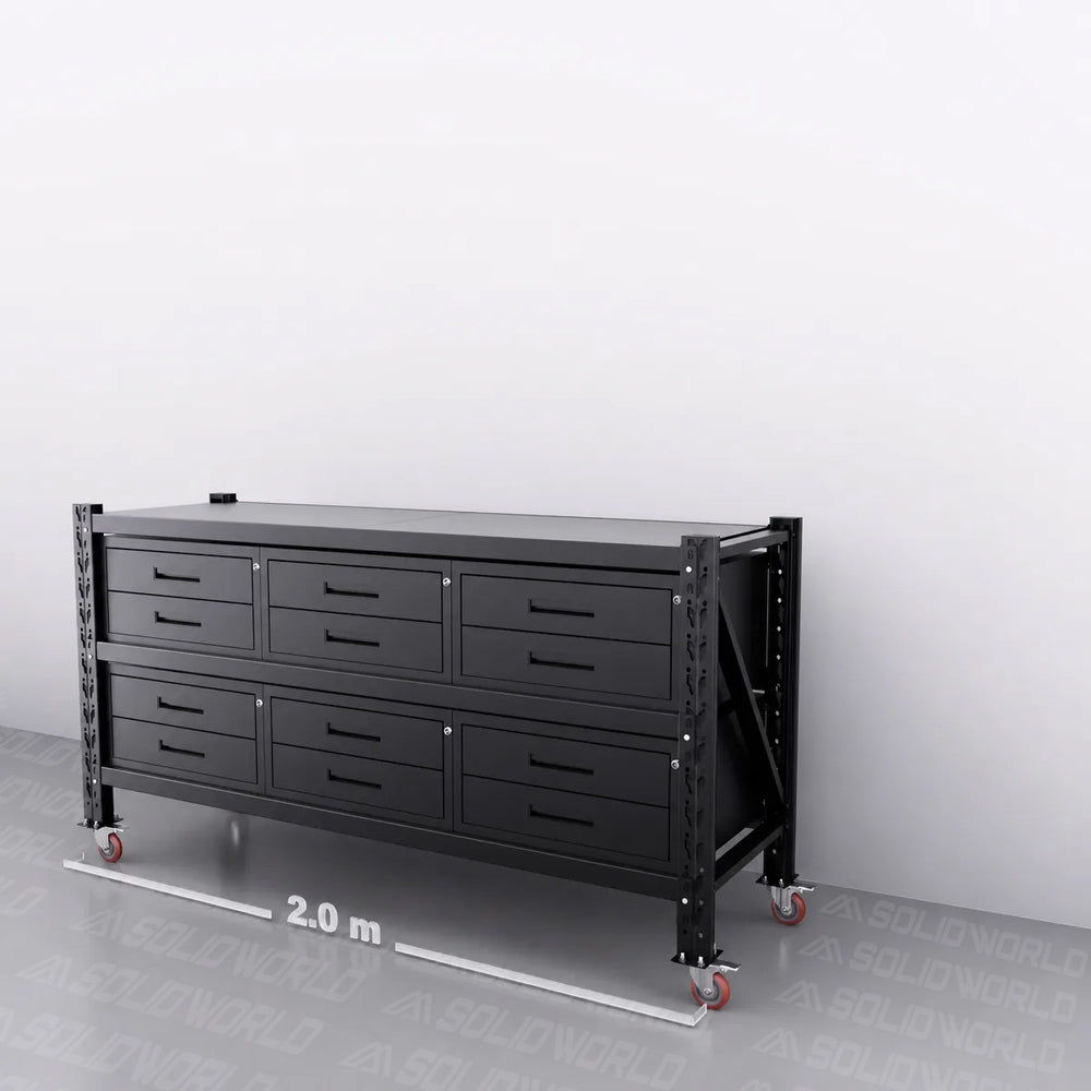 2m(L) x 0.6m(D) 12-Drawer Steel Workbench