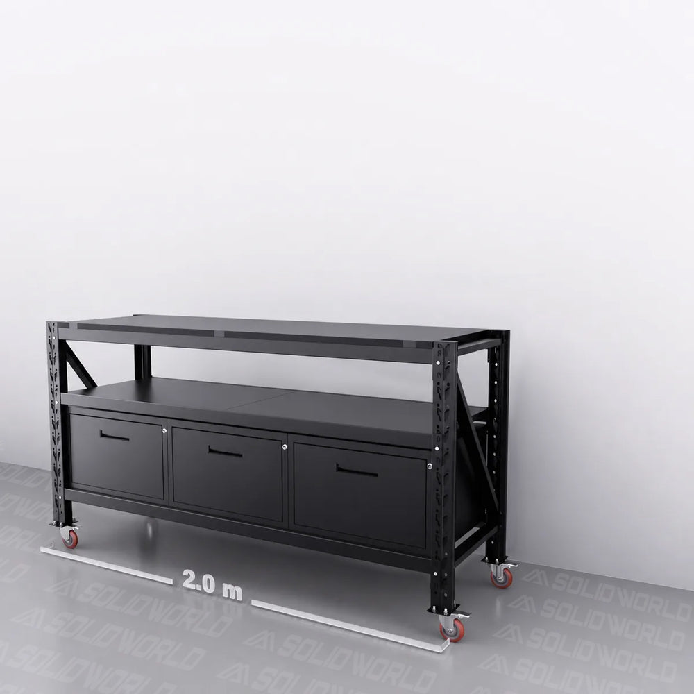 2m(L) x 0.6m(D) 3-Drawers Steel Workbench