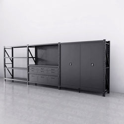 9-Drawer Pegboard Workbench & 2 Cabinets & Shelving (1.2-2.0m Wide)