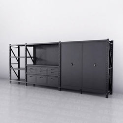9-Drawer Pegboard Workbench & 2 Cabinets & Shelving (1.2-2.0m Wide)