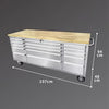 72'' 15-Drawer Stainless Steel Toolbox Trolley With Timber Top