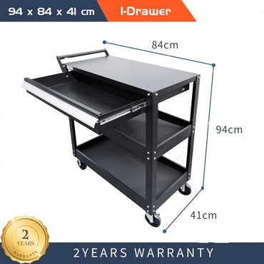 3-TIER HEAVY-DUTY TROLLEY WITH A DRAWER (TIER LOAD: 50KG)