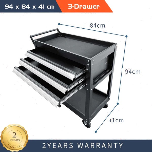 2-TIER TROLLEY WITH 3-DRAWER (TIER LOAD: 50KG)