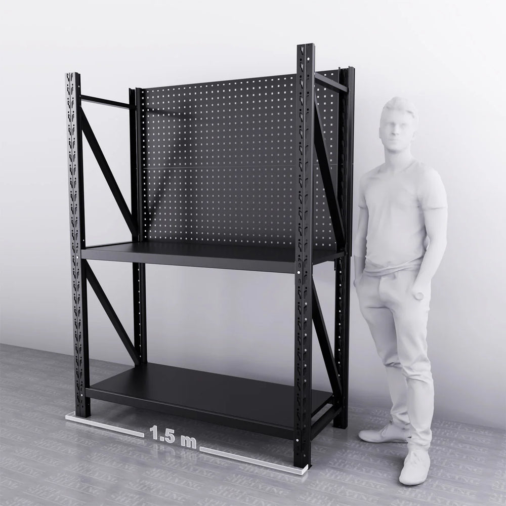 1.5m(W) x 0.6m (D) 2-Shelf Workbench With 2 Pegboards