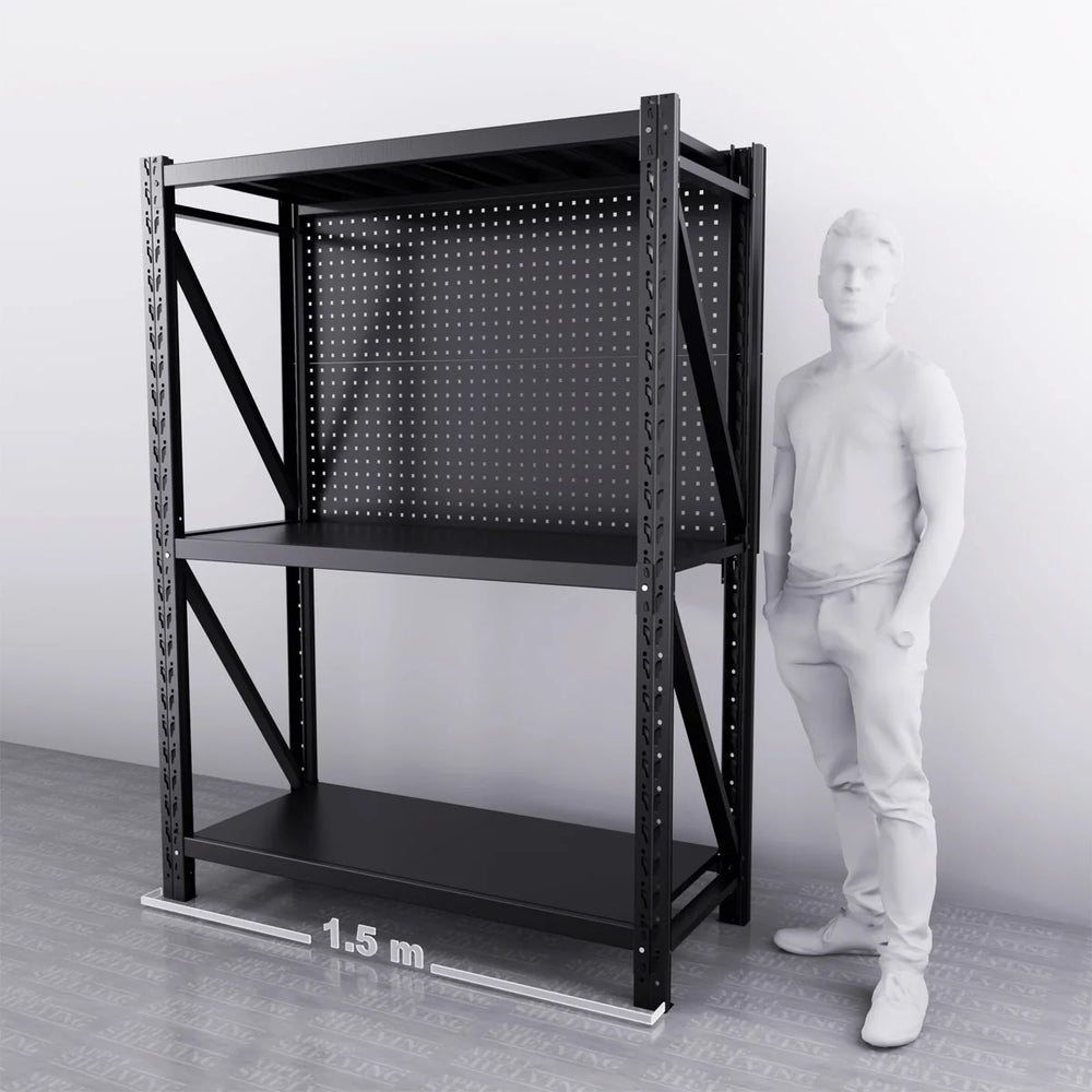 1.5m(W) x 0.6m (D) 2-Shelf Workbench With 2 Pegboards