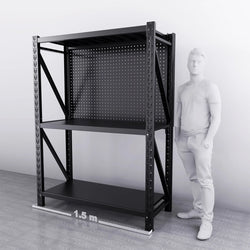 1.5m(W) x 0.6m (D) 2-Shelf Workbench With 2 Pegboards