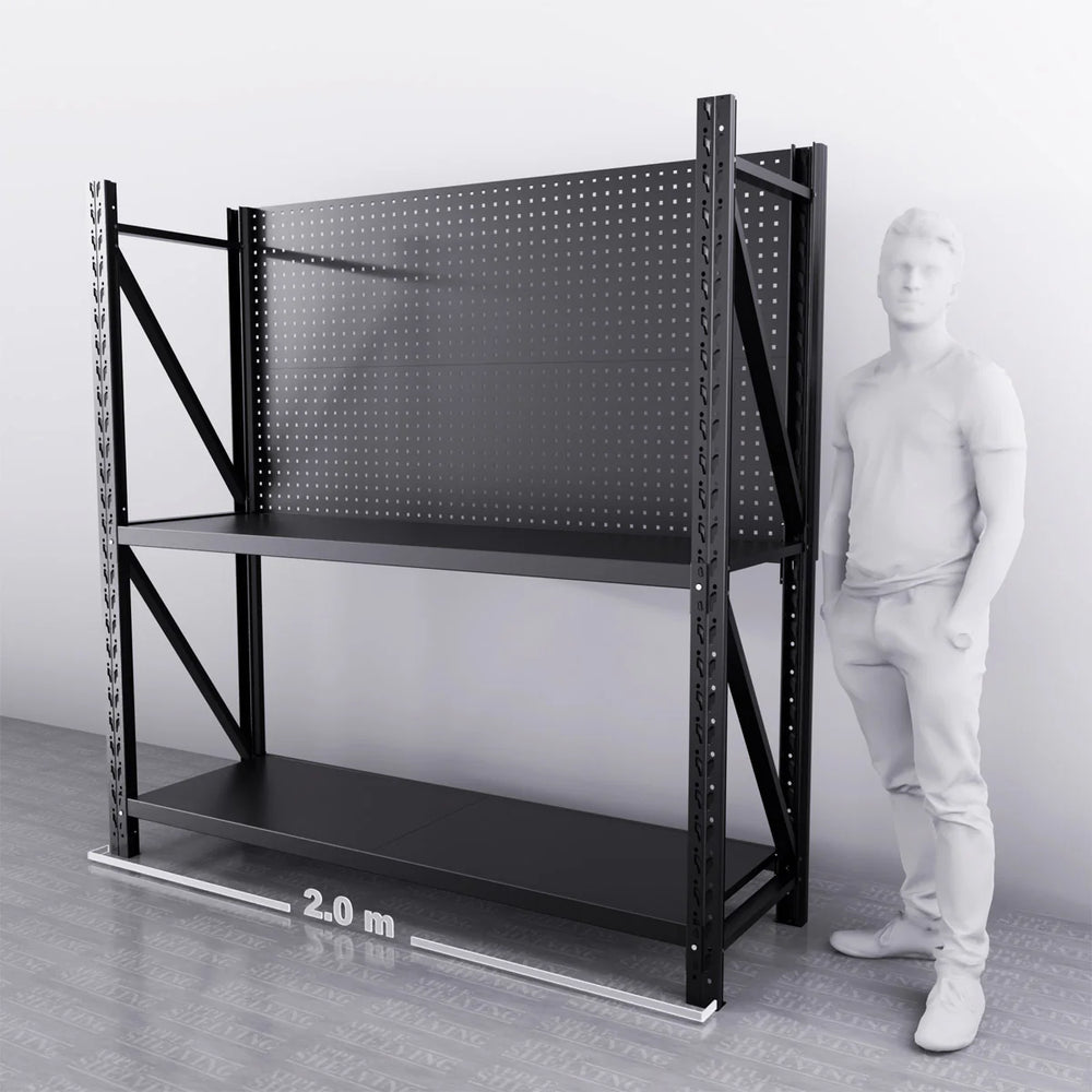 2m(W) x 0.6m(D) 2-Shelf Workbench With 2 Pegboards
