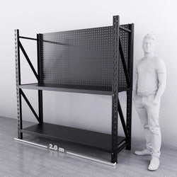 2m(W) x 0.6m(D) 2-Shelf Workbench With 2 Pegboards