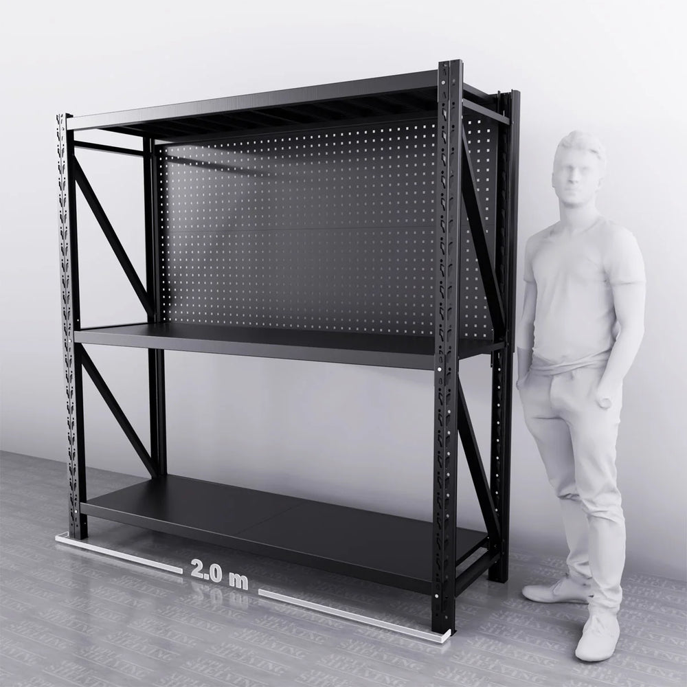 2m(W) x 0.6m(D) 2-Shelf Workbench With 2 Pegboards