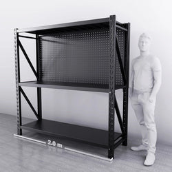 2m(W) x 0.6m(D) 2-Shelf Workbench With 2 Pegboards