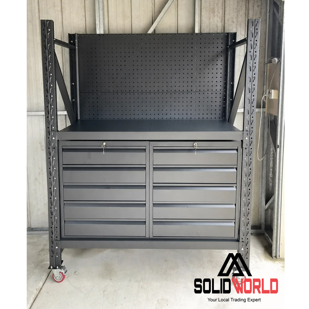 1.5m(L) 10-Drawer Steel Pegboard Workbench