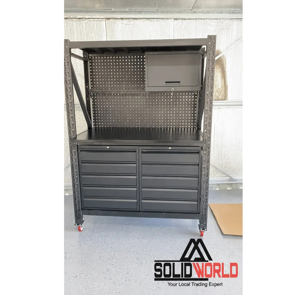 1.5m(L) 10-Drawer Steel Pegboard Workbench