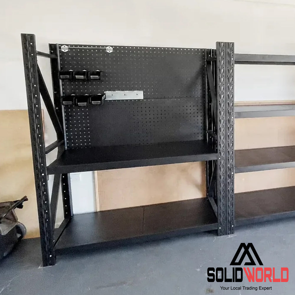 2m(W) x 0.6m(D) 2-Shelf Workbench With 2 Pegboards