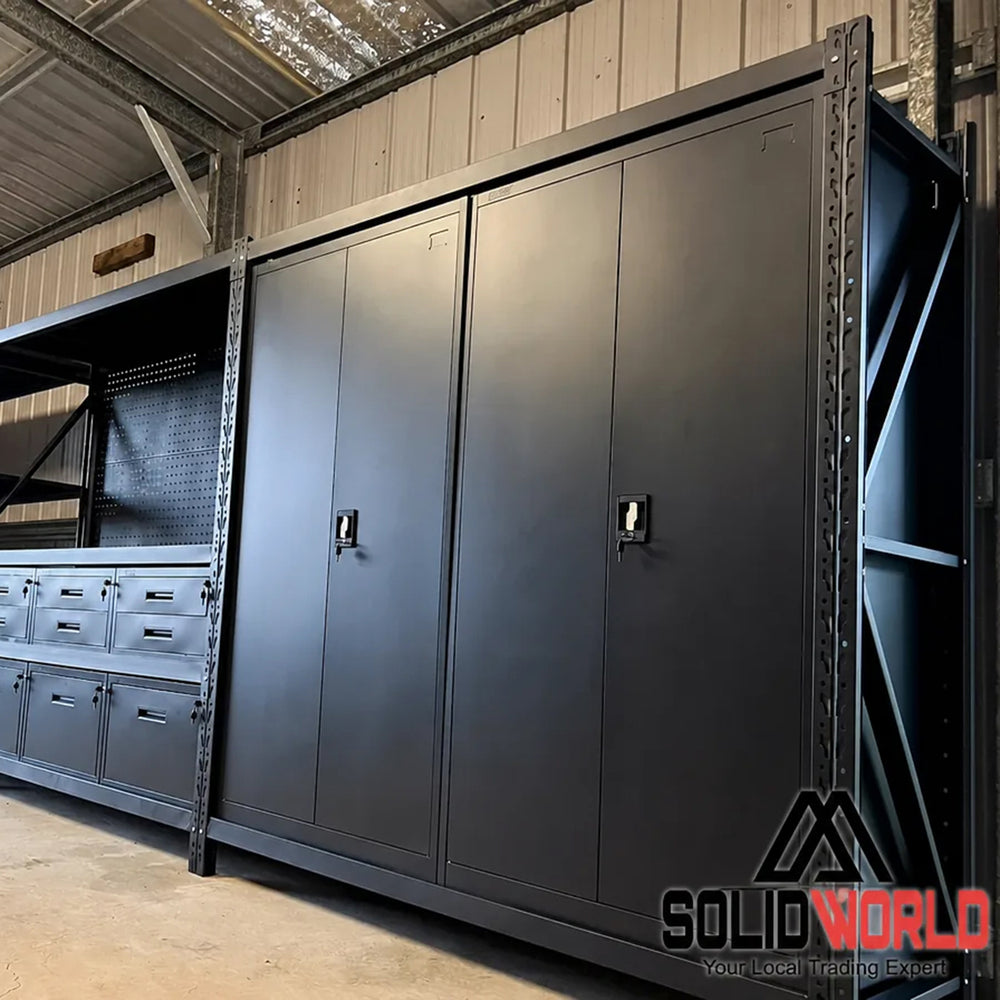 9-Drawer Pegboard Workbench & 2 Cabinets & Shelving (1.2-2.0m Wide)