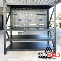 2m(W) x 0.6m(D) 2-Shelf Workbench With 2 Pegboards