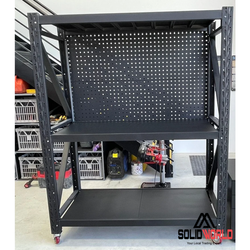 1.5m(W) x 0.6m (D) 2-Shelf Workbench With 2 Pegboards