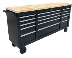 72'' 15-Drawer Stee Toolbox Cabinet With Timber Top