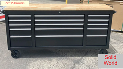 72'' 15-Drawer Stee Toolbox Cabinet With Timber Top