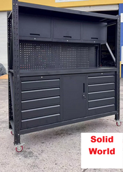 2m(L) 10-Drawer & 4-Cabinet Steel Pegboard Workbench