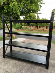 2.0m(W) x 1.8m(H) x 0.6m(D) Metal Shelving 1000KG Black