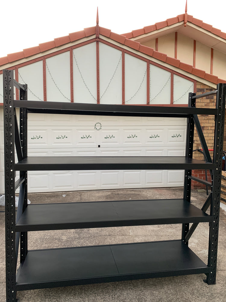 2.0m(W) x 1.8m(H) x 0.6m(D) Metal Shelving 1000KG Black