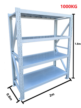 2.0m(W) x 1.8m(H) x 0.6m(D) Metal Shelving 1000KG White