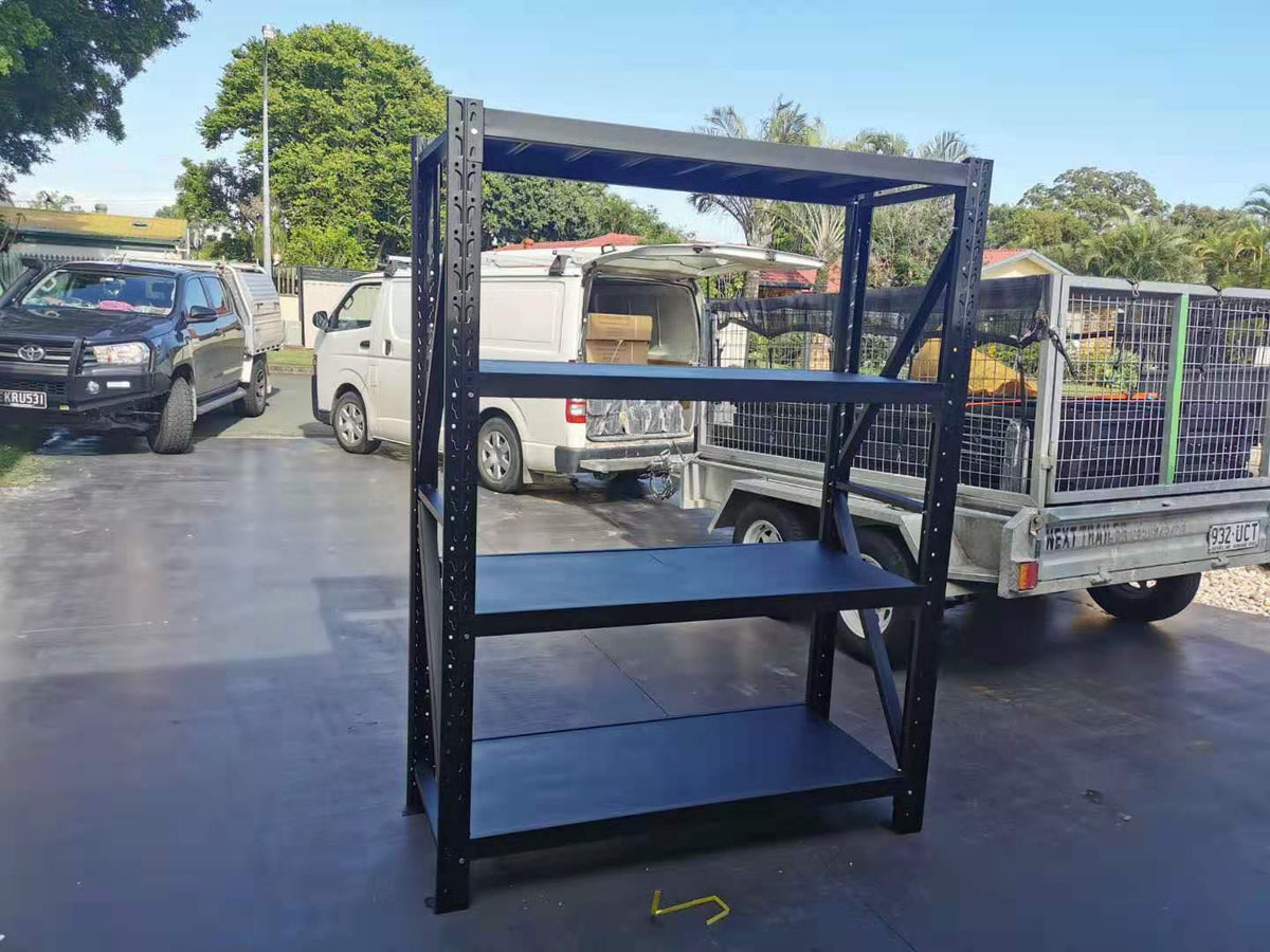 1.5m(W) x 2.4m(H) x 0.6m(D) 1600KG Heavy Duty Metal Shelving BLACK