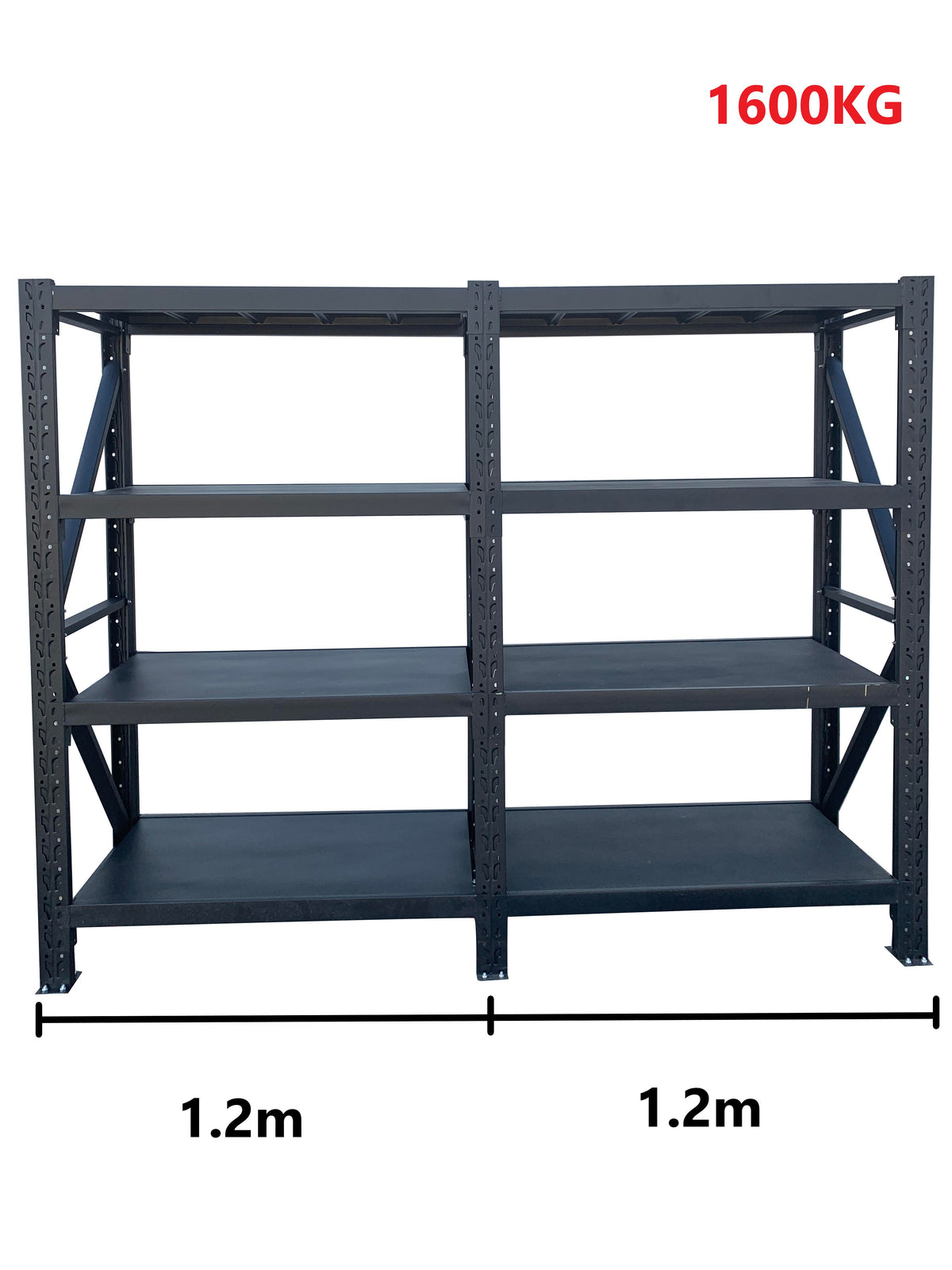 2.4m(W) x 2.4m(H) x 0.5m(D) 1600kg Connecting Shelving Black