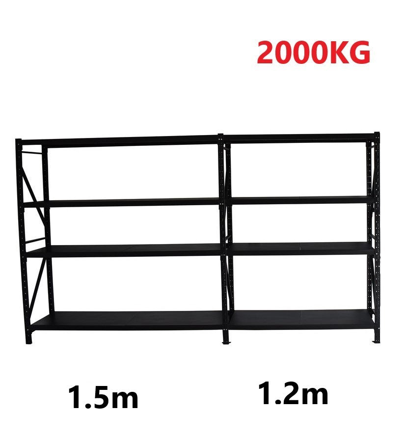 2.7m(W)x2.4m(H)x0.6m(D) 2000kg Connecting Shelving BLACK