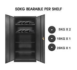 2 Doors Steel Storage Cabinet Lockable Cupboard