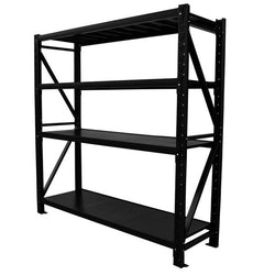 2.0m(W) x 2.0m(H) x 0.6m(D) Metal Shelving 1000KG Black