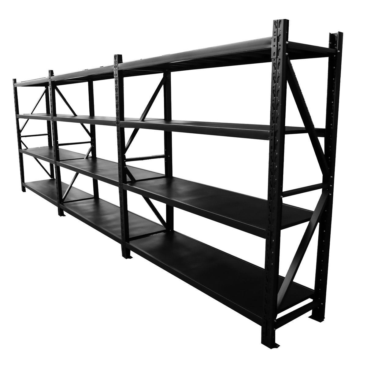 5.0m(W) x 2.0m(H) x 0.6m(D) 4800KG Heavy Duty Connecting Shelving Black