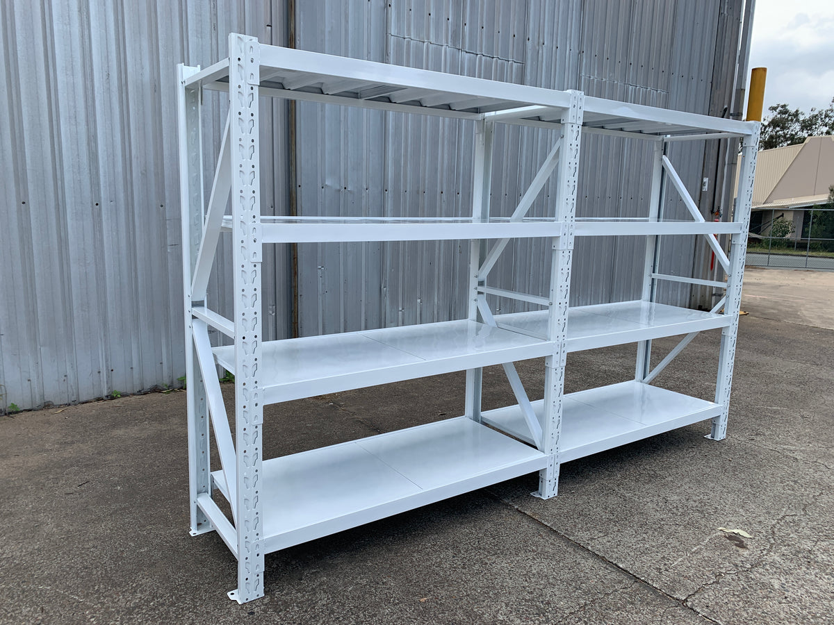 3.0m(W)x1.8m(H)x0.6m(D) 2000kg Connecting Shelving WHITE